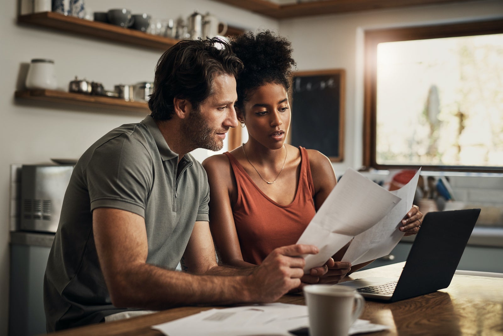 Diverse Couple On Computer