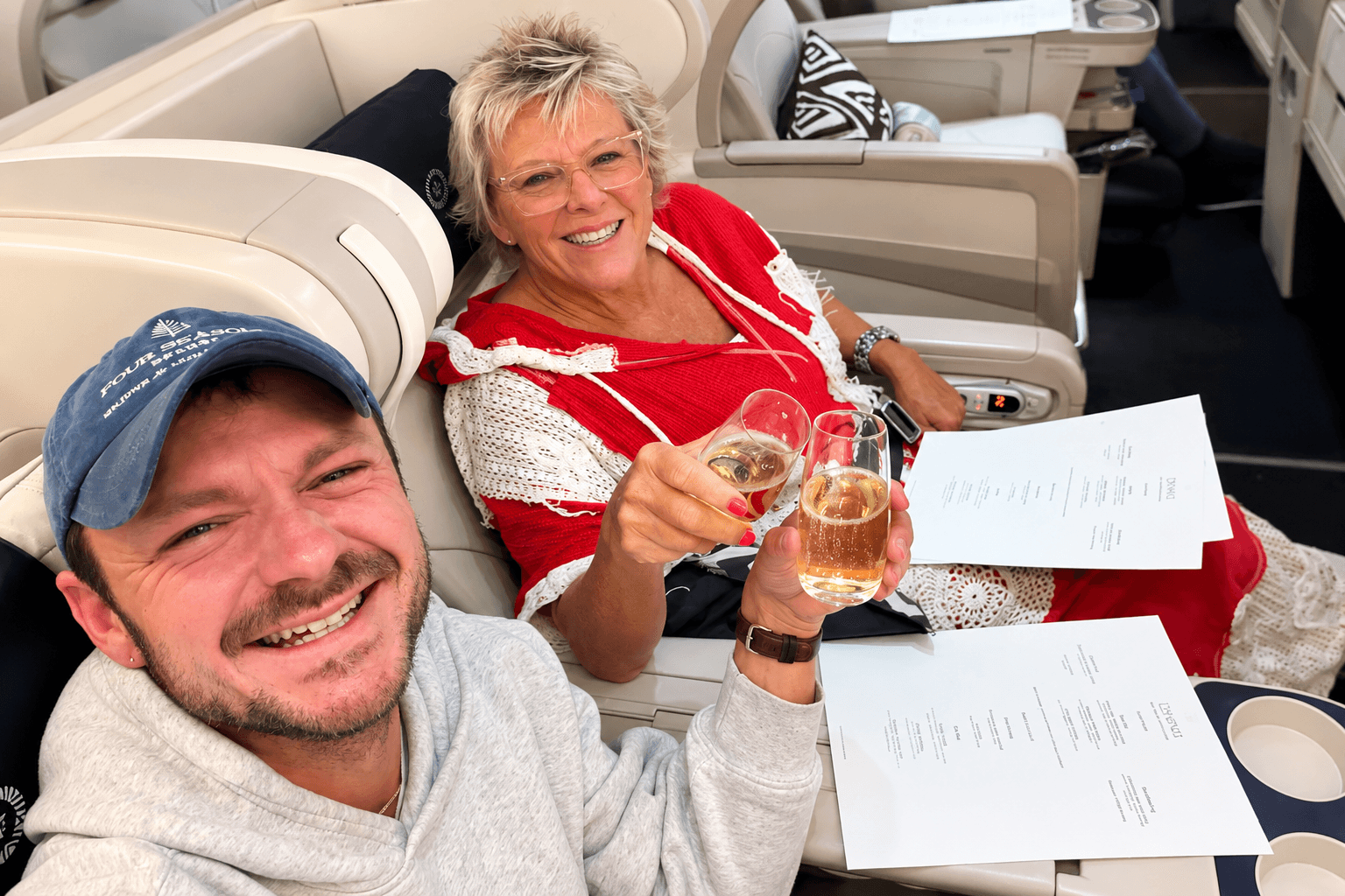 Champagne Toast in First Class
